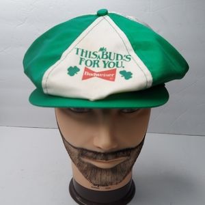 Budweiser This Mc Buds For You Snapbill Hat Cap Vintage Made In USA Green/White